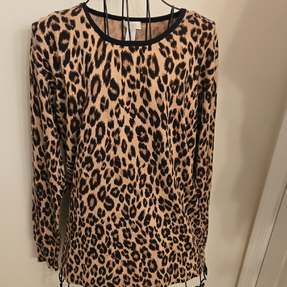 Chicos Animal Print Sweater Size 12